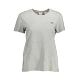 TEE de algodón de cuello redondo gris elegante