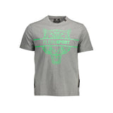 Sleek Grey Crew Teck Tee con acentos audaces