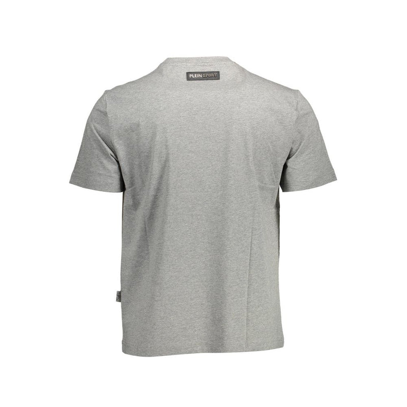 Sleek Grey Crew Teck Tee con acentos audaces