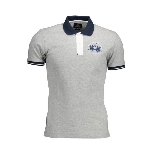 Slim Fit Sticked Polo in Grau