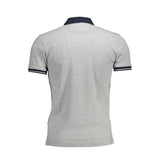 Slim Fit Sticked Polo in Grau