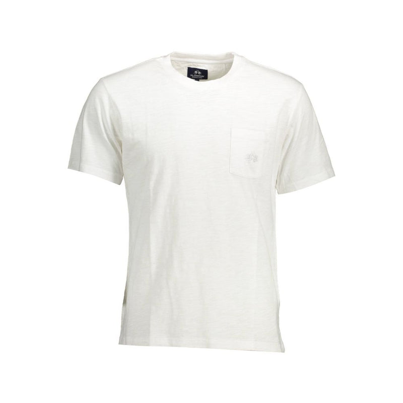 Elegante camiseta de bolsillo bordado blanco