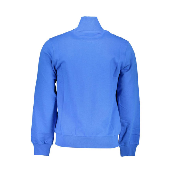 Schicker langärmeliger blauer Pullover mit Reißverschluss