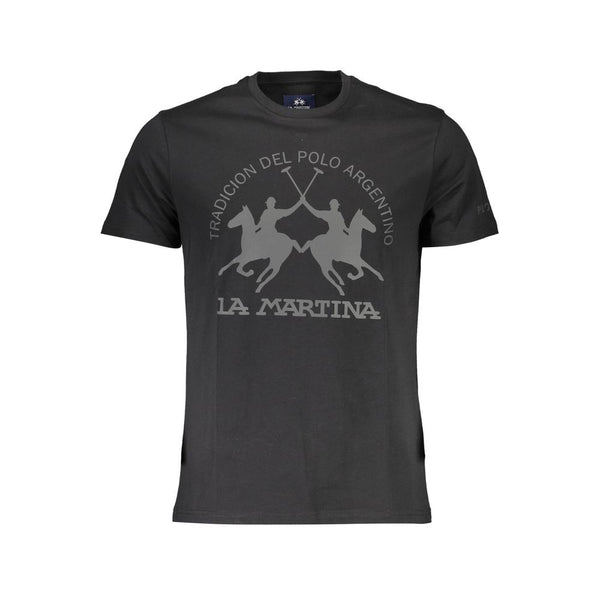 Elegante camiseta de algodón negro con elegante estampado