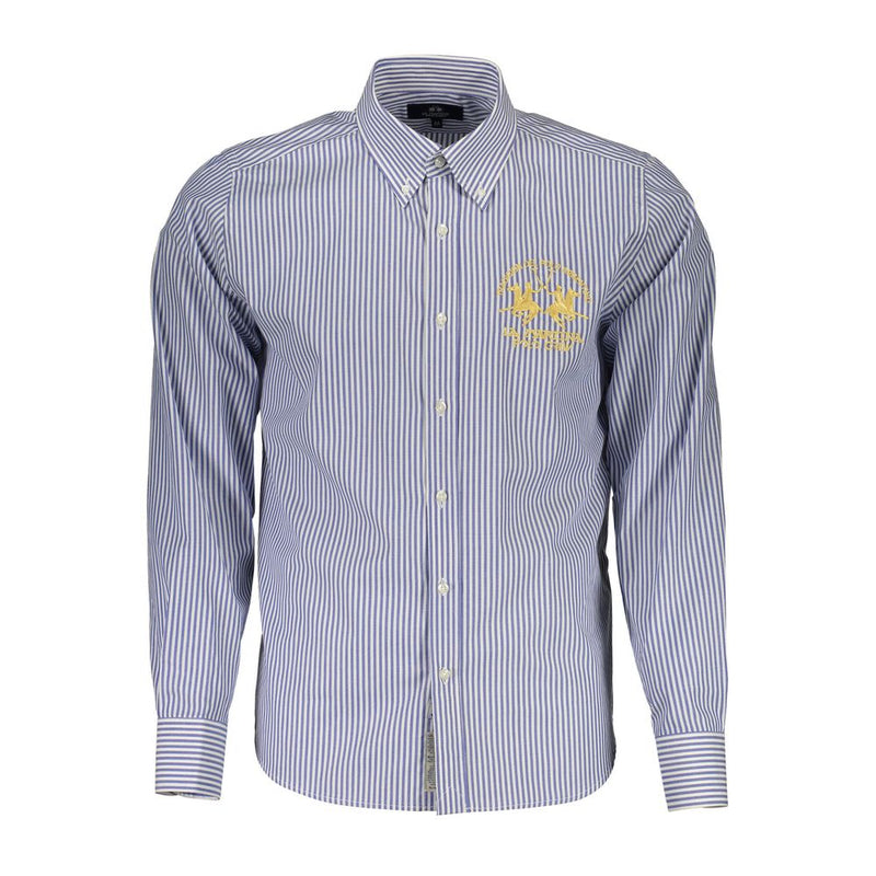 Elegante camicia a manica lunga in cotone blu