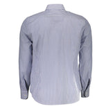 Elegante camicia a manica lunga in cotone blu