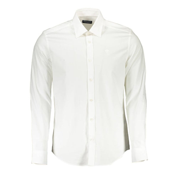 Elegant White Stretch Cotton Shirt