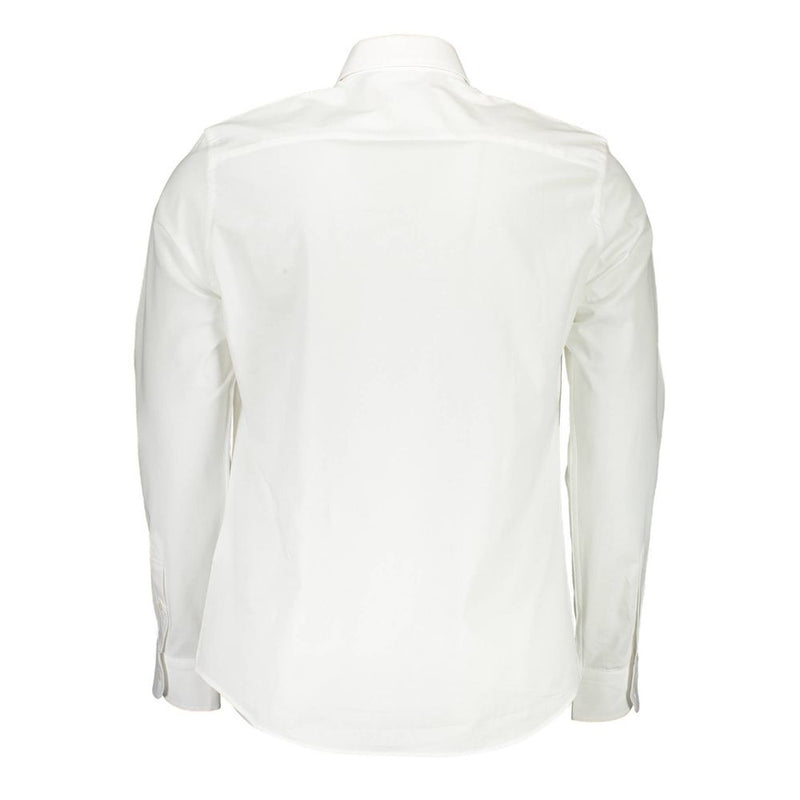 Elegant White Stretch Cotton Shirt