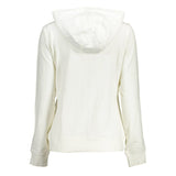 Chic White Hooded Zip Speatshirt με λεπτομέρειες λογότυπου