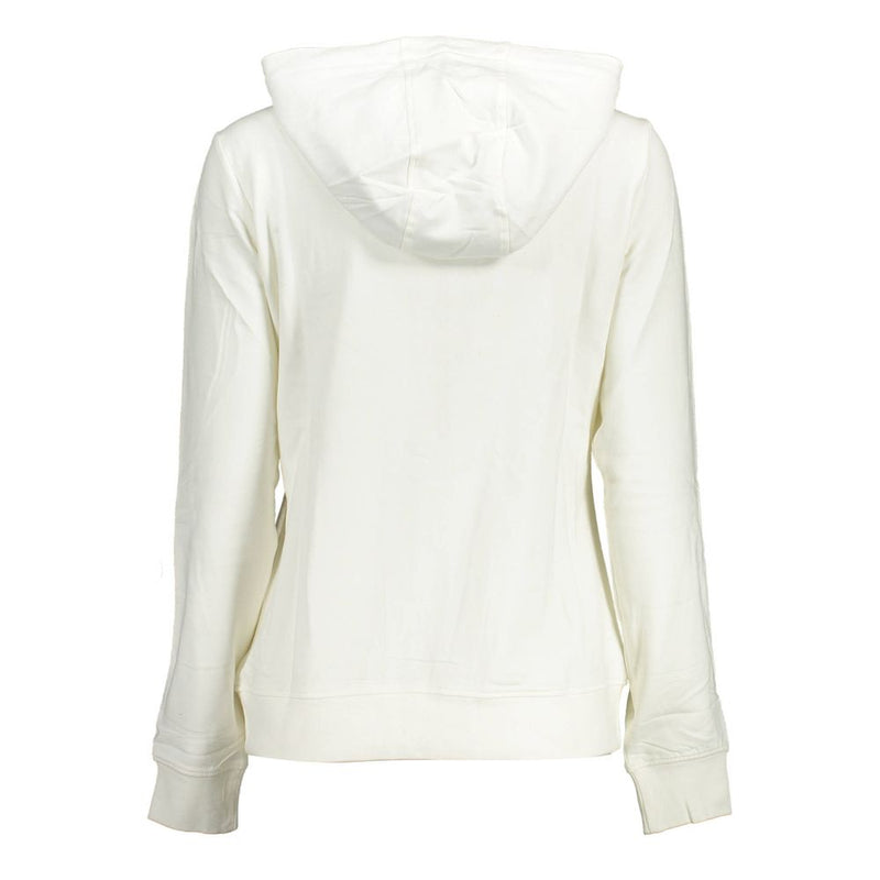 Chic White Kapuzenzip Sweatshirt mit Logo -Details