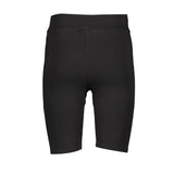 Chic Black Cotton Short Geggings με κέντημα λογότυπου