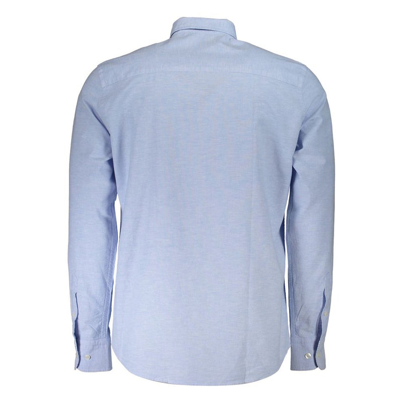 Elegante camisa de algodón azul claro para hombres