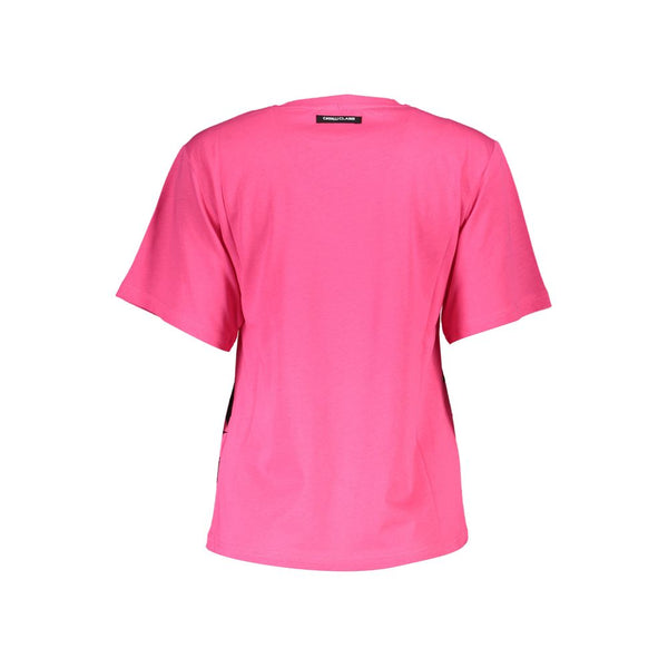 Chic Pink Baumwoll -T -Shirt mit Signature Druck