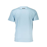 Elegant Light Blue Cotton Tee with Iconic Print