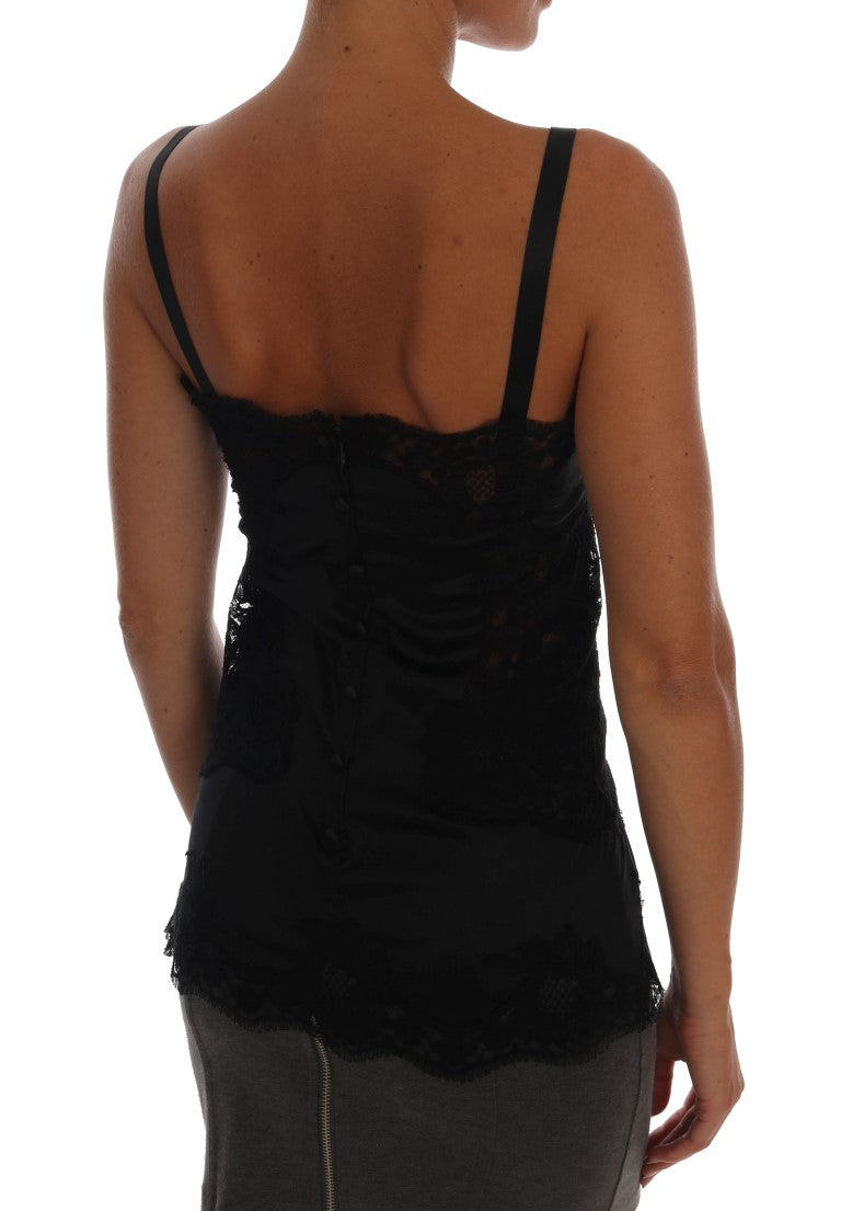 Seidenmischung schwarzes Spitzen -Top -Dressingkleid