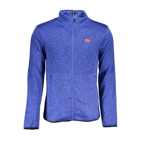 Schlankes blaues Langarm Zip Sweatshirt