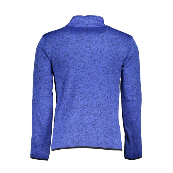 Schlankes blaues Langarm Zip Sweatshirt