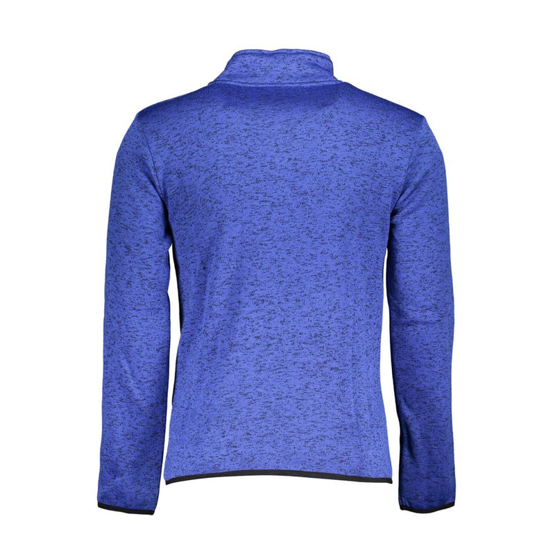 Schlankes blaues Langarm Zip Sweatshirt