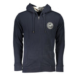 Elegantes blaues Zip -Sweatshirt mit Kapuzenzip