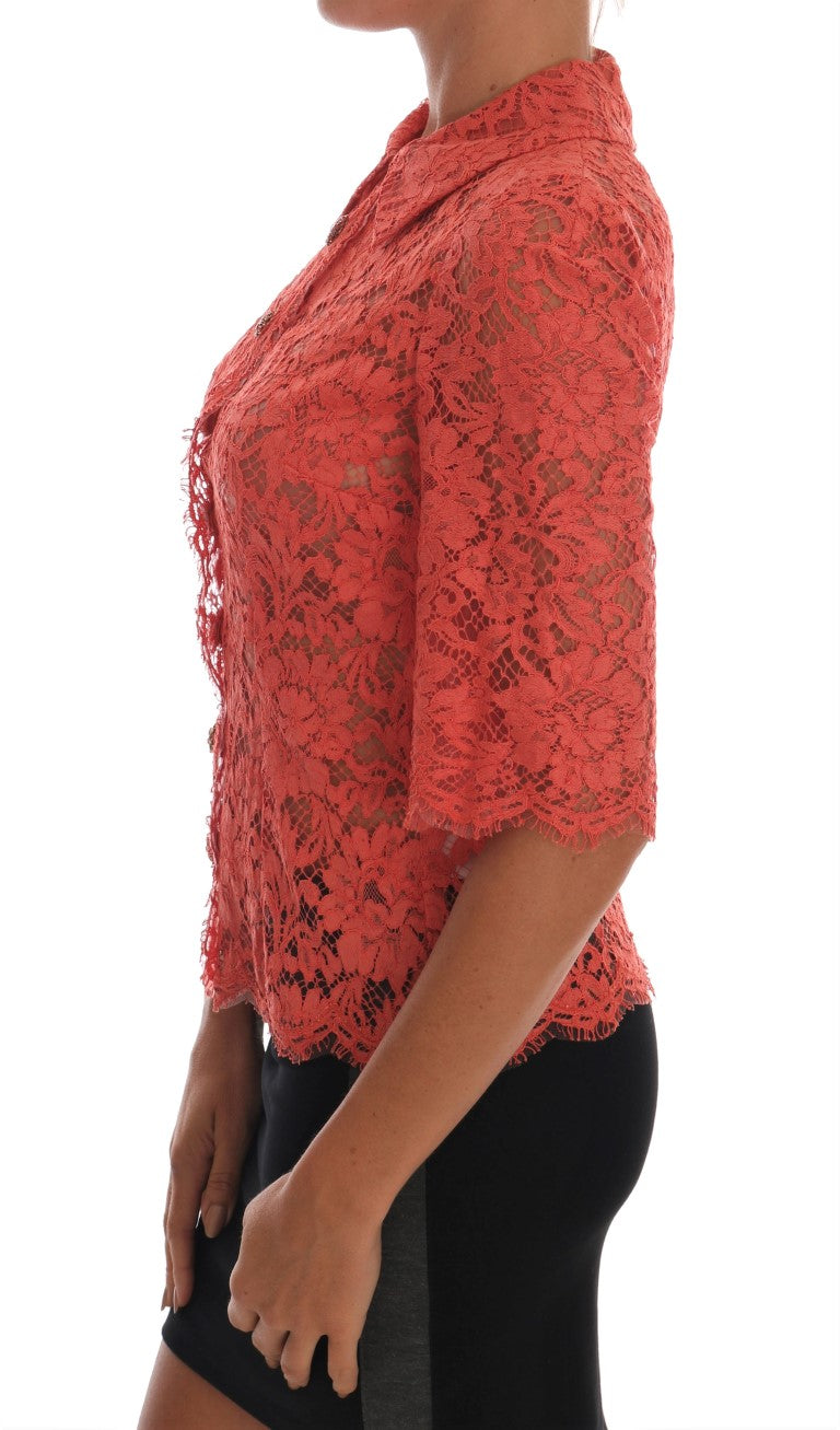 Elegant orange floral dentelle en cristal cardigan chemisier