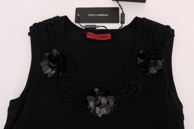 Blusa de cami de lentejuelas florales negras