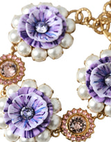 Gold FIORI BLOOMING Floral Baroque Crystals Bracelet