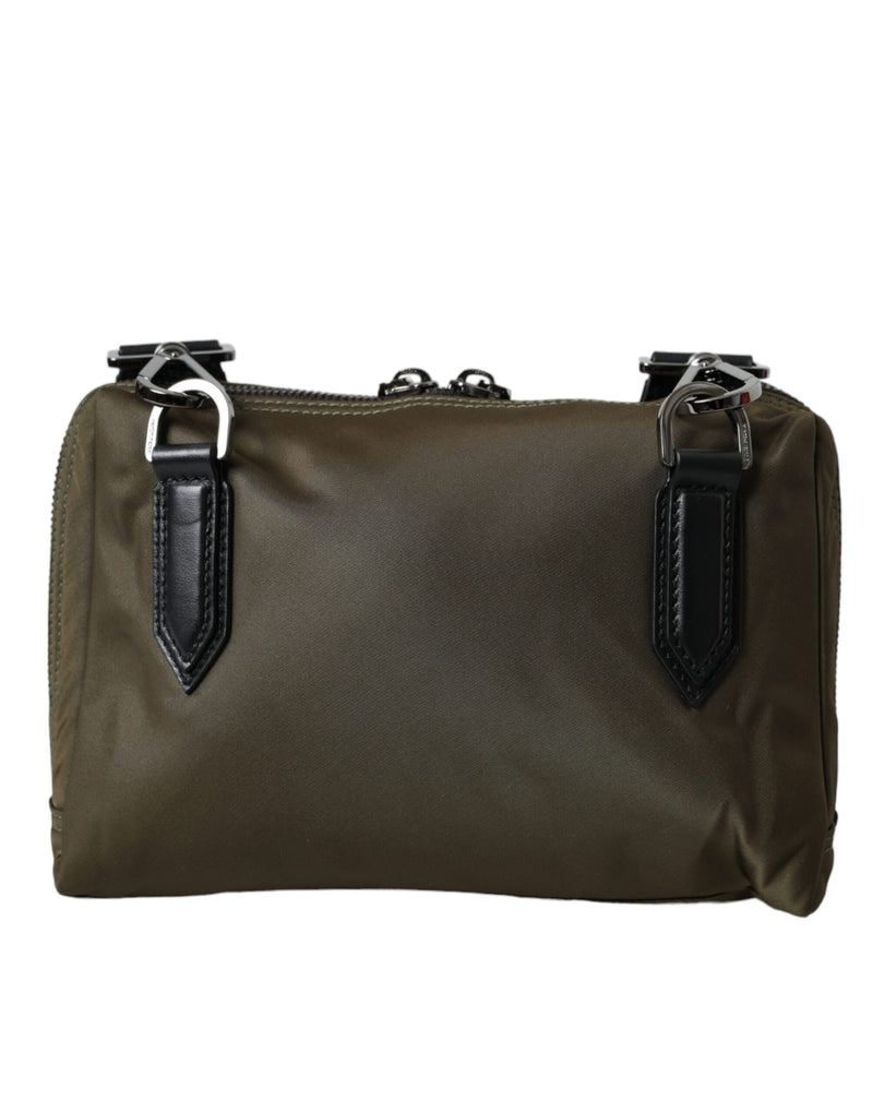 Army Green Nylon Logo Clutch Crossbody Shoulder Bag