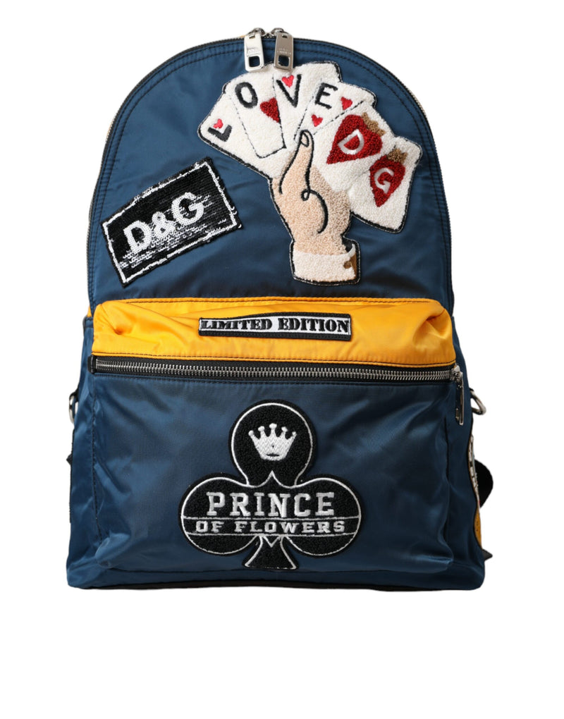 Blue Yellow Nylon Prince Of Heart Backpack Bag