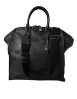 Black Washed Calfskin Biker Style Shopper Bag