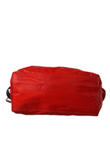 Red Nylon Calfskin Hand Shoulder Duffel Bag