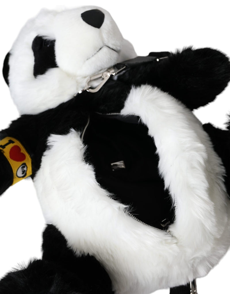 Black White Eco-Fur Animal Panda Shoulder Bag