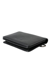 Black Leather Bifold Sling Women Card Holder Purse Wallet