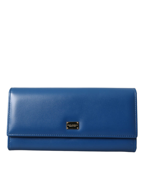 Blue Dauphine Leather Logo Plaque Continental Wallet