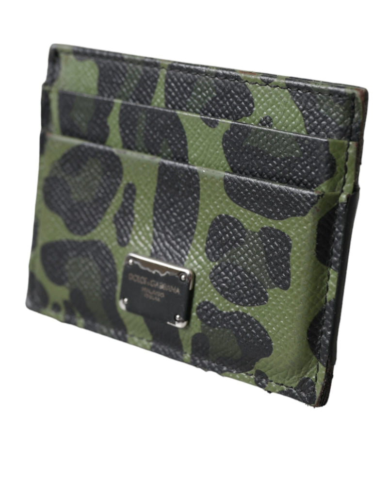 Green Black Leopard Logo Plaque Card Holder Wallet