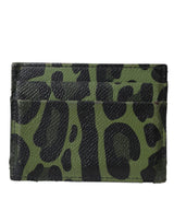 Green Black Leopard Logo Plaque Card Holder Wallet