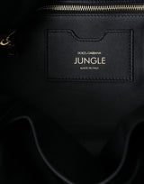 Black Leather JUNGLE Quilted Shopping Tote Bag