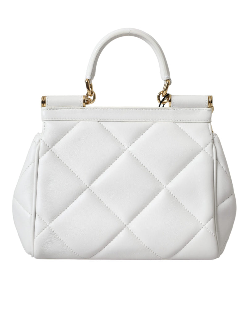 White Quilted Leather SICILY Shoulder Purse Satchel Bag