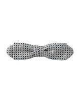 Gray Silk Polka Dot Adjustable Neck Men Papillon Bow Tie