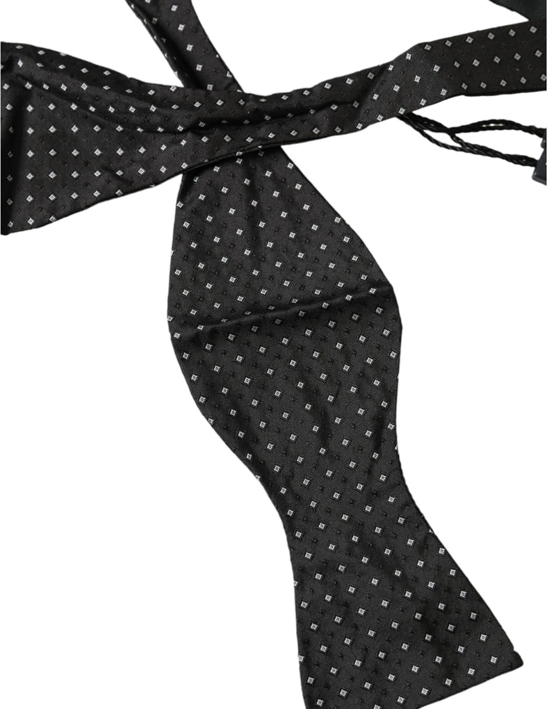 Black Silk Polka Dot Slim Skinny Necktie Men Bow Tie