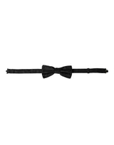 Black Silk Floral Adjustable Neck Men Bow Tie