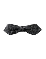 Black Silk Jacquard Adjustable Neck Men Bow Tie