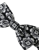 Black White Printed Adjustable Neck Men Bow Tie