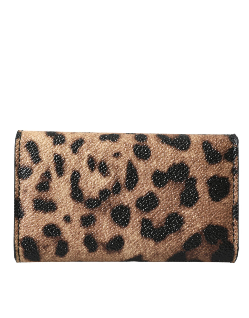 Brown Leopard PVC Pouch Key Holder Case Keyring