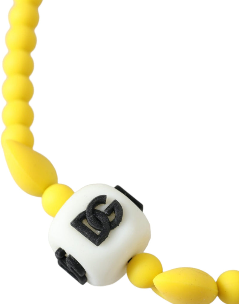 Yellow Beaded Chain DG Logo Charm Necklace