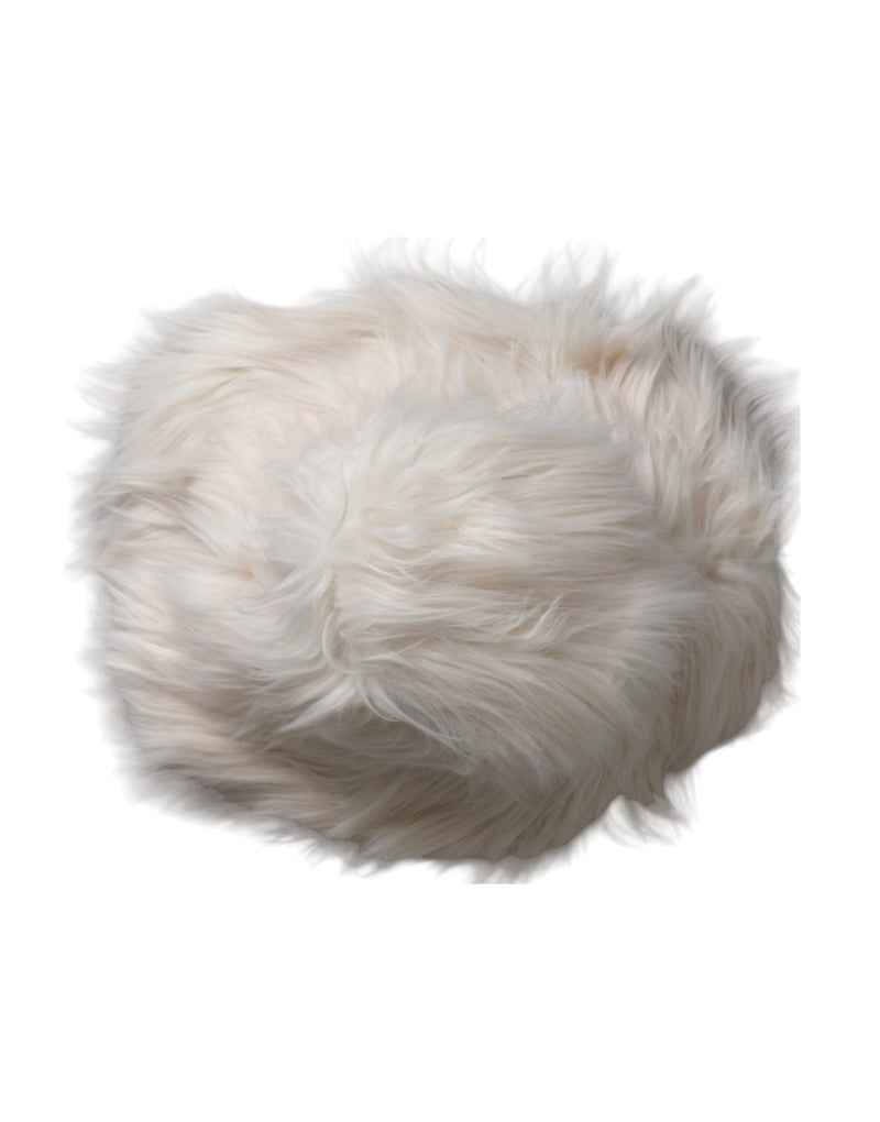 Off White Acrylic Fur Womens Bucket Hat