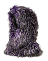 Purple Faux Fur Whole Head Wrap Hat