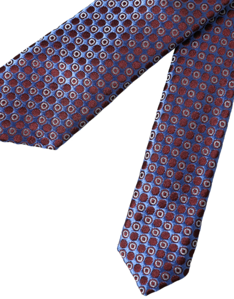 Blue Purple Patterned Silk Adjustable Men Tie