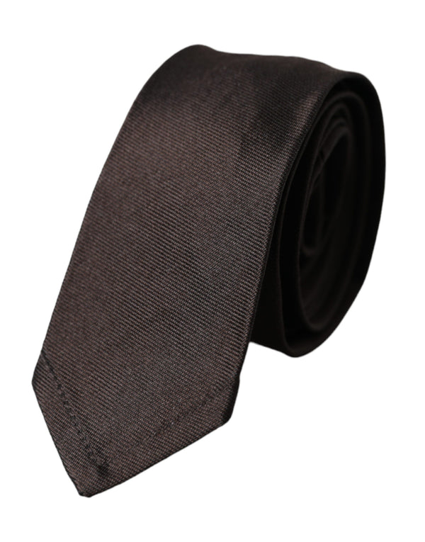 Brown Solid 100% Silk Adjustable Tie