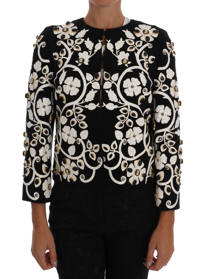 Chaqueta de lana de cristal bordada floral