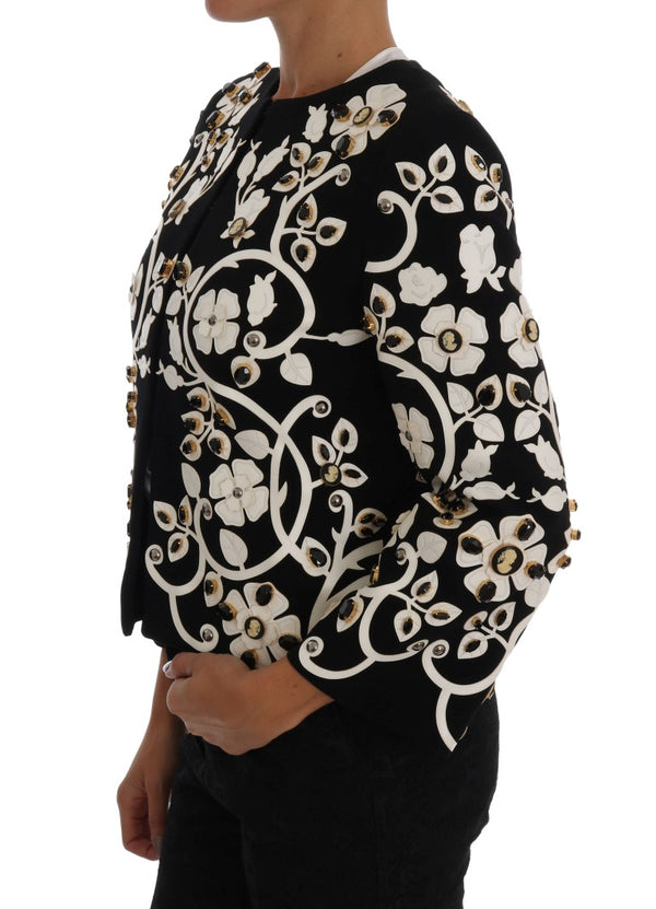 Chaqueta de lana de cristal bordada floral